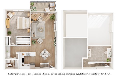 Floor plan for 1 bed, 1 bath, 965 sqft